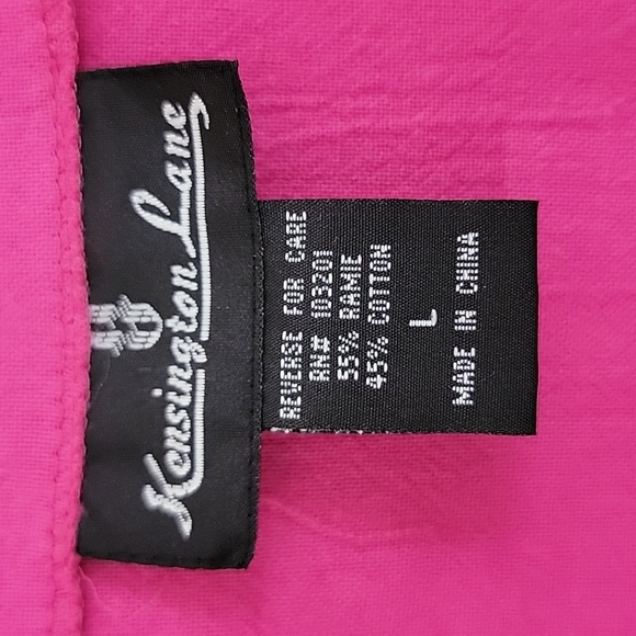NWT Kensington Lane Pink Embroidered Short Sleeve Button Up Top L - Picture 3 of 14